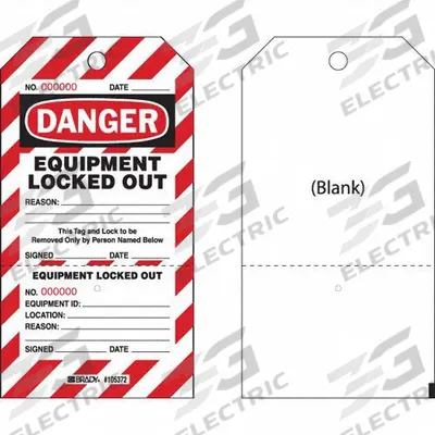 BRADY Danger Tag: Danger, Equipment Lockout Out, Paper, Write-On Surface, English - Safety