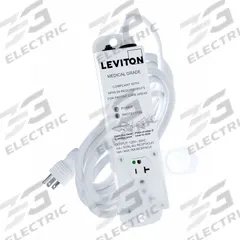 LEVITON Outlet Strip: 2 Outlets, 15 ft Cord Lg, 644 J Rated Energy, 20 A Current, White, 5-15P (MPN 5302M-2S5). Key specifications — Brand: LEVITON; Mounting Style: Screw.