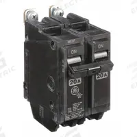 GE Miniature Circuit Breaker: THQB, 20 A, 120/240V AC, Single Phase, 10kA at 120/240V AC, 2 Poles (MPN THQB2120HID). Key specifications — attr195972: 20 A; attr195973: 120/240V AC; attr195974: Single; attr195975: 10kA at 120/240V AC; attr195976: Load Centers.