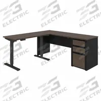 BESTAR Office Furniture Kit with Fixed- and Adjustable-Height Desks: Antigua/Black, 24 in Overall Dp (MPN 93885-000052). Key specifications — Color: Black; Material: Particle Board; Product Material: Laminate Particle Board.