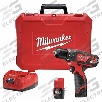 MILWAUKEE Hammer Drill Kit: 12V DC, Gen Purpose, 3/8 in Chuck, 5/8 in Concrete Capacity - Milwaukee Cordless Hammer Drills