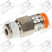 SMC Pneumatic Check Valve: Male Connector, NBR, Aluminum Alloy (Valve)/PBT (Body)/Spacer (Brass) (MPN AKH07A-N01S). Key specifications — attr291949: 1/8 in NPT; attr291950: 1/4 in Tubing; attr291957: NBR, Aluminum Alloy (Valve); PBT (Body); Spacer (Brass); attr294749: SMC.