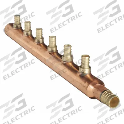 ZURN PEX Manifold: Copper, 3/4 in, 1/2 in, 1 Inlets, 6 Outlets - Plumbing & Heating Branch Manifolds
