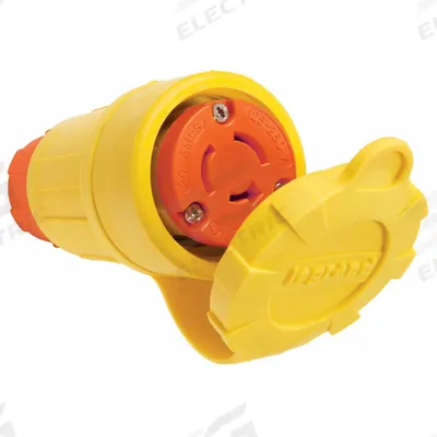 PASS & SEYMOUR Locking Connector: Non-NEMA, Yellow, 125/250V AC, 20 A Current Rating - General Purpose Connectors
