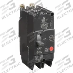 GE Molded Case Circuit Breaker: 50 A Amps, 14kA at 277/480V AC, Fixed, Lug, Any (MPN TEY250). Key specifications — Series: TEY; Max. AIR Rating: 14kA at 277/480V AC; Instantaneous Trip: Fixed; Terminal Connection: Lug; Phase Connection: Any.