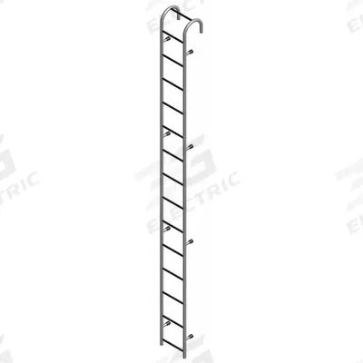COTTERMAN Straight Ladder: 15 ft Ladder Size, Steel, 300 lb Load Capacity, 65 lb Wt - Storage Tank Steel Ladders