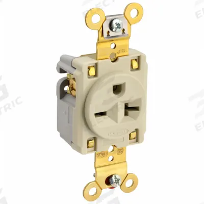 HUBBELL Receptacle: Single, 6-20, Ivory, 250V AC, 20 A, 2 Pole / 3 Wire (MPN HBL5461I) - General Purpose Receptacles