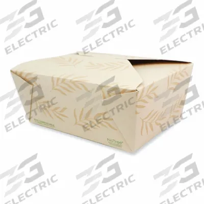 WORLD CENTRIC Carry-Out Food Container: Tan, Box Container, 1 Compartments, Rectangular - Folded Takeout Molded Fiber Containers