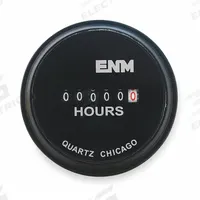 ENM Hour Meter: Hour Meters, Front Panel Mounting, Analog, 204 V AC – 240 V AC, Analog, No Reset (MPN T50A5279). Key specifications — Mounting Style: Flush; Bezel Face Shape: Round; NEMA Enclosure Rating: 12; Brand: ENM; Manufacturer Part Number: T50A5279; Meter Type_Broad: Analog.