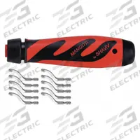 SHAVIV Deburring Tool Set: B10S Blade, Mango IIB Handle (MPN 155-00183). Key specifications — Brand: SHAVIV; Blade Trade Number: B10S; Features: Extra-Close Handle; Color (merch): Black.