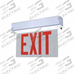 Edge-lit Exit Sign: 1 Faces, Red, Steel, No Directional Indicators, LED, White, Nickel Cadmium (MPN 199-2001GR). Key specifications — Housing Color: White; Brand: BIG BEAM; Lighting Technology: LED; Self Diagnostics: No; Housing Material: Steel; Text Color: Red.
