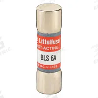 LITTELFUSE Fuse: BLS Series, Midget, Fast-Acting, 6 A, 250 V AC, 13/32 in x 1 3/8 in, Non-Indicating (MPN BLS006). Key specifications — attr1287209: BLS; attr211192: LITTELFUSE.