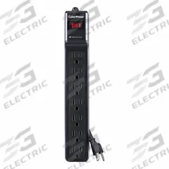 CYBER POWER Outlet Strip: 7 Outlets, 6 ft Cord Lg, 1,800 J Rated Energy, 15 A Current, UL 1449 (MPN CSB706). Key specifications — Brand: CYBER POWER; Mounting Style: Keyhole.