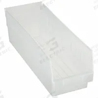 QUANTUM STORAGE SYSTEMS Shelf Bin: 17 7/8 in Overall Lg, 6 5/8 in x 6 in, Clear, Nesting Capable (MPN QSB204CL). Key specifications — attr1179622: QUANTUM STORAGE SYSTEMS; attr1179611: 0%; attr1179616: QSB204CL; attr1179624: Dividers Not Included; attr1249172: Not Electrostatic Discharge Conductive.