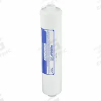 NU-CALGON Inline Water Filter: 20 micron, 100 gpd, 12 in Overall Ht, 2 5/8 in Overall Dia (MPN 4614-Y8). Key specifications — Product Type: Inline Water Filter; Filter Media: Activated Carbon; Brand: NU-CALGON; Reduces: Silt.