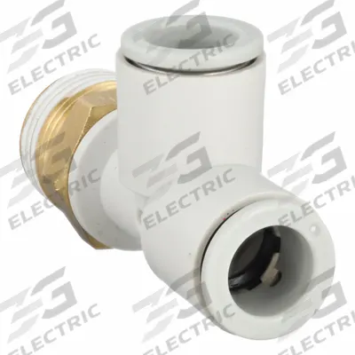 SMC Push-Fit Tee Fitting: 3/8 in Pipe x 10 mm OD x 10 mm OD Size, 50 3/32 mm Overall Lg - Polybutylene & Brass Tube Fittings