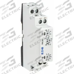 EATON Multi-Function Time Delay Relay: DIN-Rail Mounted, 24 to 240V AC/DC, 8 A, 8 Pins/Terminals (MPN TRL07). Key specifications — Delay Function: Flasher Pause First; Input Voltage: 24 to 240V AC/DC; Brand: EATON.