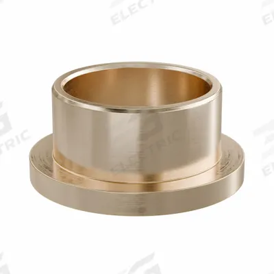 BUNTING BEARINGS Flanged Sleeve Bearing: Bronze, SAE 841, 3/4 in Bore, 7/8 in OD, 1/2 in Lg - Lubricated Food-Grade Metallic Flanged Sleeve Bearings