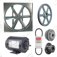 DAYTON Supply Fan w/Drive Package: Belt Drive, 30 in Blade, Open Dripproof, 7,096 cfm, 230/460V AC (MPN 7AC96). Key specifications — Nameplate Voltage: 230/460V AC; Assembled: Unassembled; Brand: DAYTON; Enclosure Design: Open Dripproof Motor.