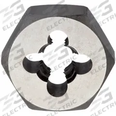 CLEVELAND Hex Threading Die: M5x0.8 Metric, 19/32 in Hex Wd, Carbon Steel (MPN C65580)