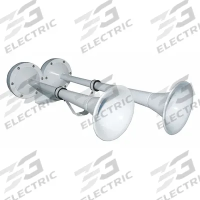 WOLO Electric Horn: 12V DC, High Tone/Low Tone, Electric, White, Painted - Electric-Powered Horns