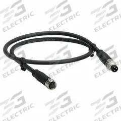 Cordset: M8 Female Straight X M8 Male Straight, 3 Pins, Black, PUR, 5 m Cable Lg (MPN 21348081388050). Key specifications — Cable Jacket Color: Black; End 1 Mounting Orientation: Straight; End 1 Gender: Female; End 1 Connection Type: M8; Cable Jacket Material: PUR; Brand: HARTING; IP Rating: IP67; End 2 Connection Type: M8.