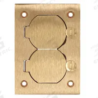 HUBBELL WIRING DEVICE-KELLEMS Floor Box Cover: Rectangular, Gold, Brass, Brushed (MPN S3825). Key specifications — Brand: HUBBELL WIRING DEVICE-KELLEMS; Color: Gold; Cover Shape: Rectangular; Finish: Brushed; Material: Brass.