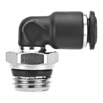 AIGNEP USA Push-Fit Elbow Fitting: 10 mm OD x 3/8 in Pipe Size - Nylon & Nickel-Plated Brass Tube Fittings