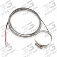 TEMPCO Pipe Clamp Thermocouple: 32°F to 1,400°F /0°C to 760°C, Type J, Hose Clamp (MPN TPW00034). Key specifications — Brand: TEMPCO; Cable Material: Fiberglass with Stainless Steel Braid; Cable Length: 6 ft; Accuracy: ±2.2 °C or ±0.75 %, Whichever is Greater; Process Mounting Connection: Hose Clamp; Maximum Wire Gauge: 0.25 mm.