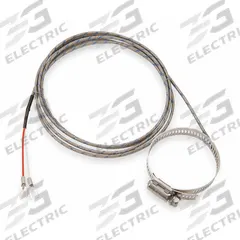 TEMPCO Pipe Clamp Thermocouple: 32°F to 1,400°F /0°C to 760°C, Type J, Hose Clamp (MPN TPW00034). Key specifications — Brand: TEMPCO; Cable Material: Fiberglass with Stainless Steel Braid; Cable Length: 6 ft; Accuracy: ±2.2 °C or ±0.75 %, Whichever is Greater; Process Mounting Connection: Hose Clamp; Maximum Wire Gauge: 0.25 mm.