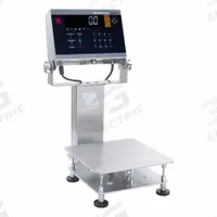OHAUS Industrial Bench Scale: 9 3/4 in x 9 3/4 in, IP68/IP69K, Column-Mounted, Stainless Steel (MPN D61XWE5K1S6). Key specifications — Connection Ports: USB; Readability: 0.001 lb/0.5 g; Brand: OHAUS; Weighing Surface Material: Stainless Steel.