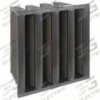 GRAINGER V-Bank Air Filter: 24 in x 24 in x 12 in, Fiberglass, Single Header, 4 Vs, MERV 15 (MPN 911TD9). Key specifications — attr1286015: GRAINGER; attr1286018: Plastic; attr1286019: Fiberglass; attr1286016: Copier Toner.