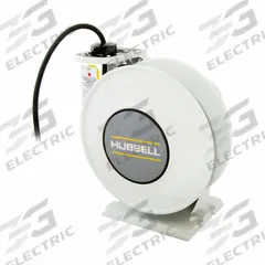HUBBELL WIRING DEVICE-KELLEMS Extension Cord Reel: Ratchet Lock, 80 ft Cord Lg, 10 AWG, SJO, White (MPN HBLI80103). Key specifications — Retractable Cord Ending NEMA Configuration: Bare Wire; Brand: HUBBELL WIRING DEVICE-KELLEMS.