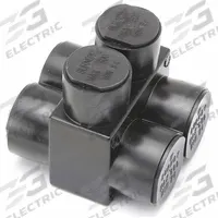 BURNDY Multitap Connector: 2 Port, Double-Sided Entry, 4 AWG – 600 kcmil Wire Size, Black (MPN 1PLD6002). Key specifications — Body Material: Aluminum; Brand: BURNDY.