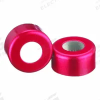 Lab Bottle Caps - Aluminum Seal: 11 mm Dia, Red, Aluminum, Unlined, 1,000 Closures Included, Colored (MPN 224176-06). Key specifications — Closure Type: Open Top Cap; Clarity: Colored; Septa Included: No; Vented: No; Brand: WHEATON; Closure Color: Red; Closure Liner Material: Unlined.
