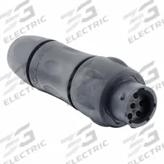 SOURIAU Electrical Connector: Trim Trio UTSX 14, In-Line Receptacle with Cable Gland, 7 Contacts (MPN UTSX1JC147P). Key specifications — Wire Size: 30 AWG to 14 AWG; Includes Contacts: Contacts Not Included; Brand: SOURIAU; Coupling Type: 1/3 Bayonet; IP Rating: IP69K; Series: Trim Trio UTSX; Contact Gender: Male; Voltage Rating: 500V.