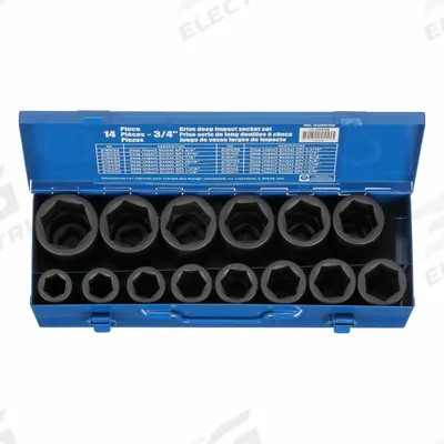 WESTWARD Impact Socket Set: 3/4 in Drive Size, Small Set (0-50 pieces) Set Size - SAE Impact Socket Sets