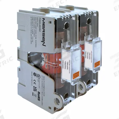 MERSEN Fuse Block: Open Block Design, 2 Pole, 600 V AC - Fuse Blocks for UL Class J Fuses