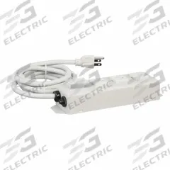 TRIPP LITE Outlet Strip: 3 Outlets, 6 ft Cord Lg, 15 A Current, UL 1363, White, 5-15P, 2 1/2 in Wd (MPN TLM306NC). Key specifications — Brand: TRIPP LITE; Mounting Style: Keyhole.