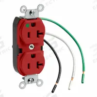 LEVITON Duplex Receptacle/Oultet, 20 Amp: Hospital Grade, Duplex, 5-20R, Red, 125V AC, 20 A (MPN 8300-LR)