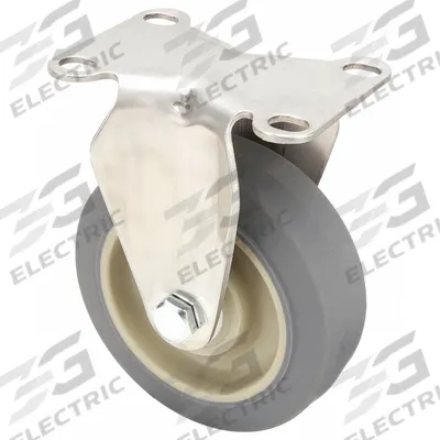 APPROVED VENDOR Plate Caster: Rigid, No Brake, Rubber, 4 in Wheel Dia., 1 1/4 in Wheel Wd - Corrosion-Resistant NSF-Listed Sanitary Plate Casters