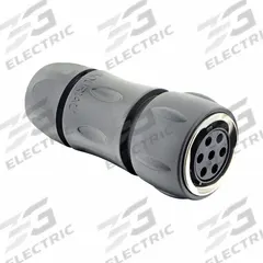 SOURIAU Electrical Connector: Trim Trio UTGX 14, Plug with Cable Gland, 6 + Ground Contacts, 10 A (MPN UTGX6JC147SSCR). Key specifications — attr1043586: 16 AWG; attr1043574: Contacts Included; attr1043578: Screw; attr1020114: SOURIAU; attr1043080: 1/3 Bayonet; attr1043085: IP69K; attr1043079: Trim Trio UTGX; attr1043575: Female.