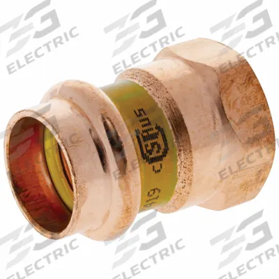 NIBCO Crimp Adapter Fitting: Straight, 1 1/4 in CTS x 1 1/4 in CTS x 1 1/4 in Pipe size - Gas Copper & Bronze Press Tube Fittings