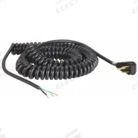 APPROVED VENDOR Coiled Power Cord: 20 ft Lg, 3/14, 5-15P Plug, Bare Wire Receptacle, SJT, PVC, 5-15P (MPN 1TNC1). Key specifications — Brand: APPROVED VENDOR; Jacket Material: PVC.