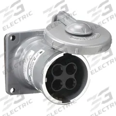 HUBBELL Pin and Sleeve Receptacle: Gray, 250V DC/600V AC, Three Phase, 100 A, 4 Pole, 4 Wire (MPN VR1041). Key specifications — Brand: HUBBELL.