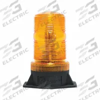 RAILHEAD GEAR Strobe Light: Amber, LED, 5 in Overall Lg, 3 7/8 in Overall Wd, 2 1/4 in Overall Dia (MPN M490-LED DCA). Key specifications — Brand: RAILHEAD GEAR; Lens Color: Amber; Mounting Location: Pole Mount.
