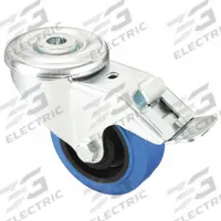 APPROVED VENDOR Bolt-Hole Caster: Swivel, Total Lock, Rubber, 3 1/8 in Wheel Dia., 1 1/4 in Wheel Wd (MPN LER-POEV 80R-FI-SB). Key specifications — attr1111490: APPROVED VENDOR; attr1176865: Swivel with Total Lock.