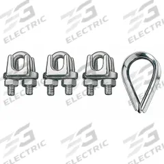RONSTAN Wire Rope U-Bolt Clip and Thimble Kit: 5/16 in Compatible Rope Dia, 1 Thimbles Included (MPN ID003404-08). Key specifications — Clip Material: Stainless Steel; Thimble Material: Stainless Steel; Brand: RONSTAN.
