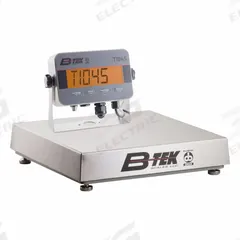 B-TEK Industrial Bench Scale: 12 in x 12 in, IP66, Corded Remote, 300 lb Wt Capacity - Imperial (MPN BT-B-1212S-250-I-2). Key specifications — Connection Ports: RS-232; Readability: 50 g/0.050kg/2 oz/0.1 lb; Brand: B-TEK; Weighing Surface Material: Stainless Steel.