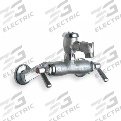 CHICAGO FAUCETS Straight Service Sink Faucet: Wall, Widespread, Cast Brass - Widespread Utility Faucets